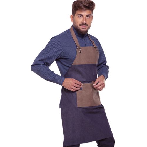 L453 | Grembiule in Jeans ed Ecopelle