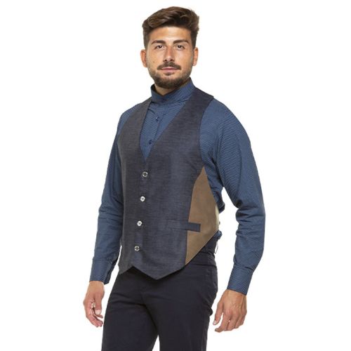 L454 | Grembiule Gilet in Jeans ed Ecopelle