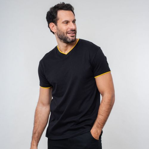 SERBIA | T-shirt uomo collo v a contrasto