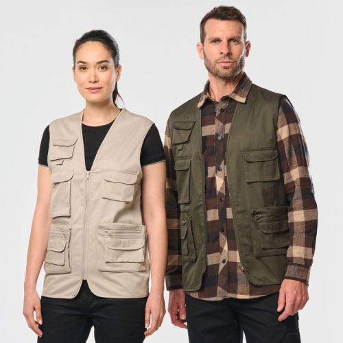 WK609 | Gilet unisex in policotone multitasche foderato