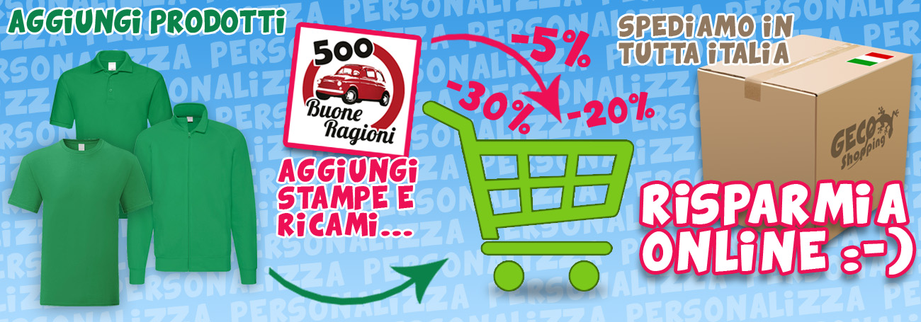 Personalizza abbigliamento e gadget a prezzi economici